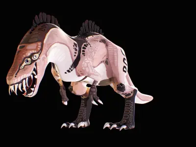 Alien Dinosaur Cartoon Gameready Low-poly 3D model