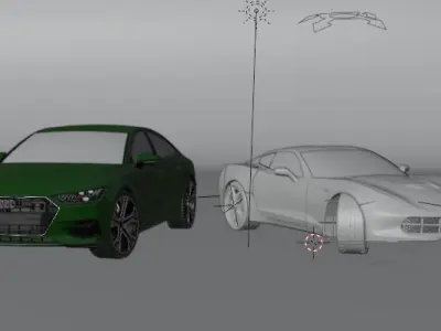 Cars Audi and Corvette Free 3D model