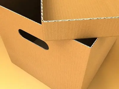 Photorealistic Cardboard Banker Box High Res 3D model