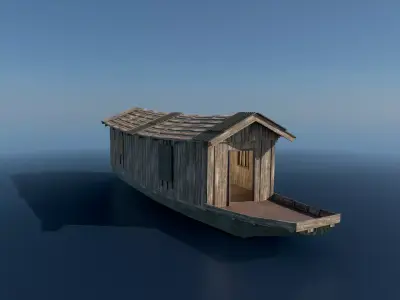 HouseBoat Low-poly 3D model