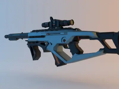 HI-TECH Assault-rifle Low-Poly Low-poly 3D model
