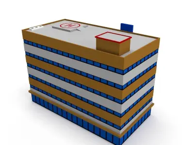 Game Ready Low Poly Hospital building Low-poly 3D model