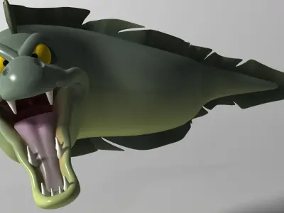Cartoon Moray eel Rigged Low-poly 3D model