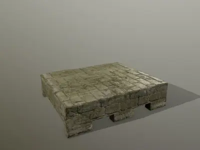 Altar Set stone column Low-poly 3D model