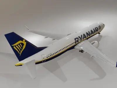 Ryan Air Boeing 737 800 3D Model with cockpit  Low-poly 3D model