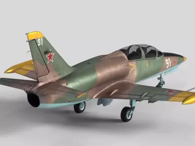 Low Poly Soviet L-39 Albatros Jet Trainer  Game Ready 3D Model Low-poly 3D model