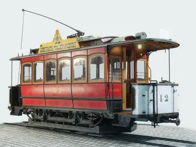 Herbrand VN 125 Historic Tram Modular Low-poly 3D model