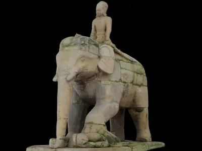 Ancient mounted elephant with 3 LOD - Nepal Heritage Low-poly 3D model