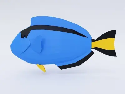 Blue tang fish low poly 3d model  Low-poly 3D model