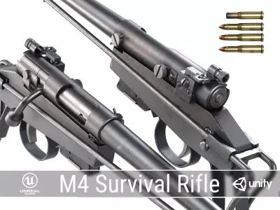 PBR M4 Survival Rifle Low-poly 3D model