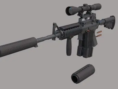 M4A1 Custom Low-poly 3D model