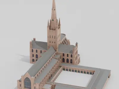 Norwich Cathedral Low-poly 3D model