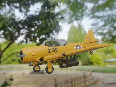 airplane t6 texan  low poly Low-poly 3D model