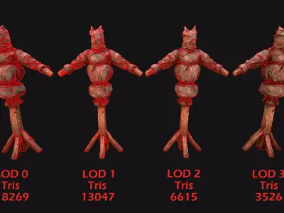 Wooden Dummy Medieval Training Camp Environment  Low-poly 3D model