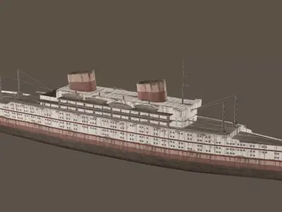 Old Rusted Steam Ship Low Poly 3D Model Low-poly 3D model