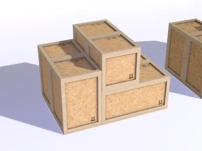 PBR Wooden Shipping Crate Osb Low-poly 3D model