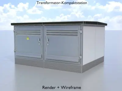 Compact Transformer Station Low-poly 3D model