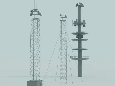 Different Radio Towers 3 Pack Free 3D model