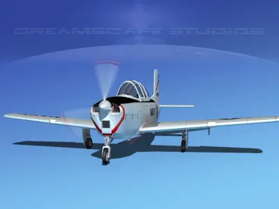 Beechcraft T-34 Mentor V15 USN 3D model