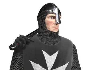 Knight Hospitaller rigged animated game ready PBR  Low-poly 3D model