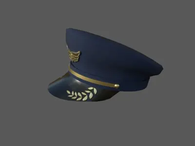 Captain pilot hat Low-poly 3D model