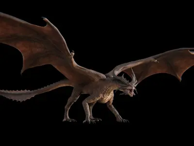 Hellfire Dragon Low-poly 3D model