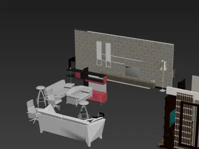 MULTIPLE LIVING ROOM SCENE AND ELEMENTS Free 3D model