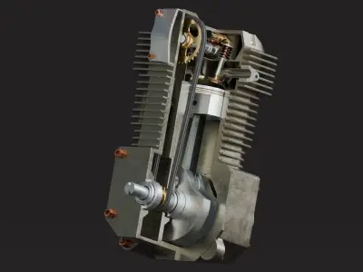 Realistic Engine - Internal Combustion Engine Low-poly 3D model