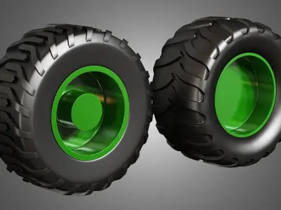 Truck Tires and Wheels-T05 3D model
