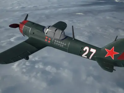 Plane LA-5 Low-poly 3D model