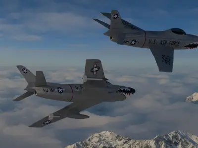 F-86D Sabre Dog Low-poly 3D model