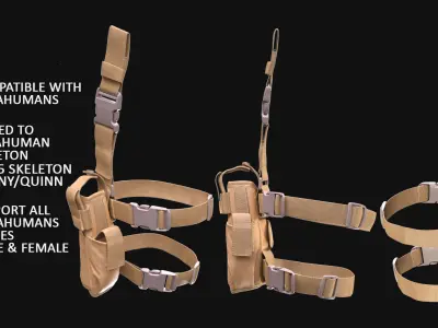Tactical Holster 18 - All MH Bodies and UE5 Skeletons - Rigged Low-poly 3D model