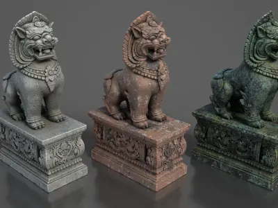 Ancient Khmer Statue16-250523 Low-poly 3D model