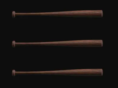 Wooden Baseball Bat and Spiked Bat Low-poly 3D model