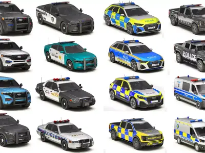 Police Cars Pack Low-poly 3D model