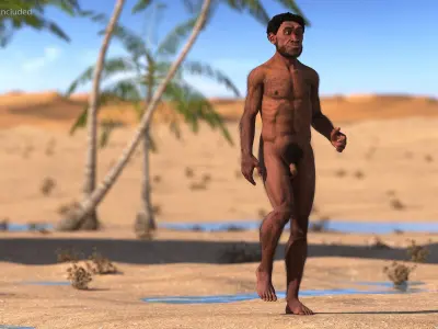 Rigged Cavemans Collection 3D model