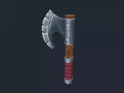 Handpainted Fantasy Medival Simple Steel Axe Free low-poly 3D model