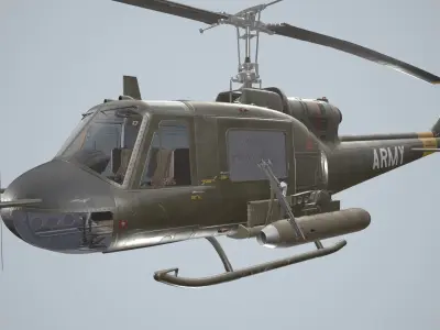 Bell UH-1B US Army Complex Animation Low-poly 3D model