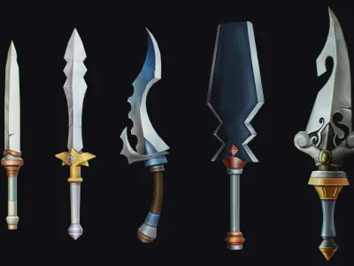 Dagger Edged Weapon Cartoon Medieval Melee Knife Iron Blade Low-poly 3D model