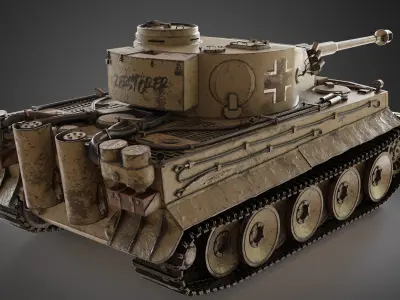 WW2 German Tiger tank Low-poly 3D model