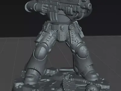 Blue Power Armor Sci Fi Warrior STL Miniature Figure 3D print model