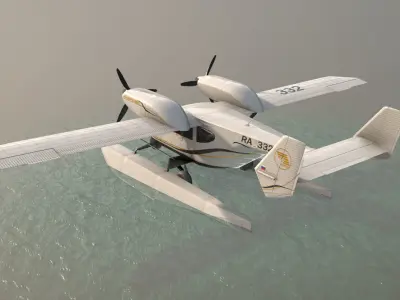 Accord-201 Floatsplane BlackGoldLines Livery Low-poly 3D model