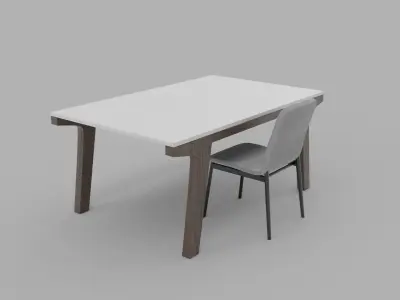 Modern Simplistic Chair and Table Free 3D model