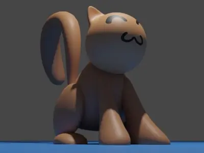 Cute Stylized Toon Cat Low-poly 3D model