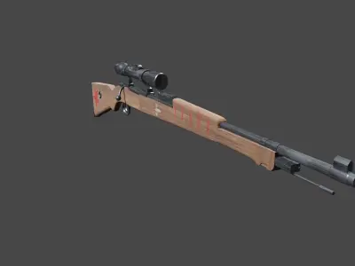K98 Low-poly 3D model soldier with rifle Low-poly 3D model