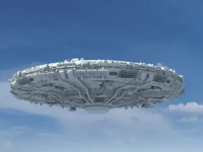 UFO Model spaceship flying in sky 3D model