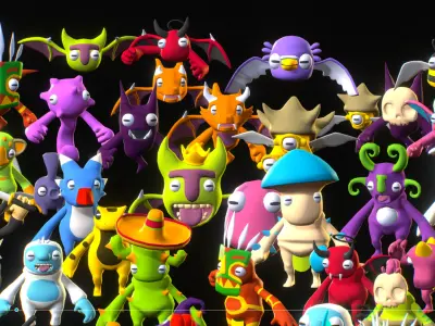 Animated Monsters Pack Free low-poly 3D model