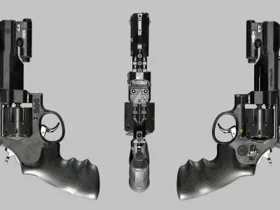 Game Ready R8 Revolver - Model and Textures  Low-poly 3D model