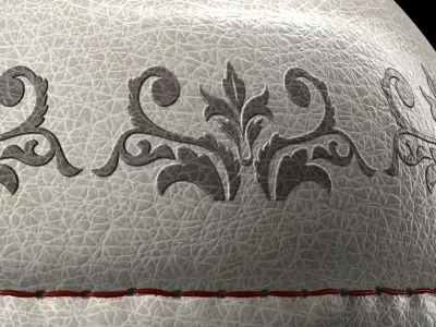 Leather Materials 18- Stitched leather panel Pbr 4k Seamless Low-poly 3D model