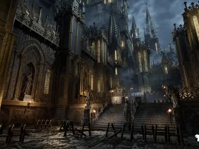 Fantasy Castle Environment Low-poly 3D model